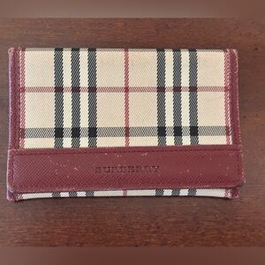 Burberry UNISEX Beige Nova Check Canvas Card Holder with Leather Trim